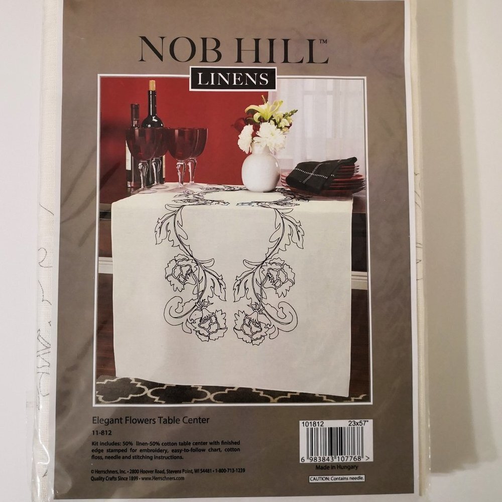 Nob Hill™ Elegant Flowers Table Center Stamped Embroidery Kit 23x57"